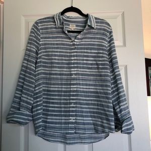 J. Crew Blue and White Striped Button Up